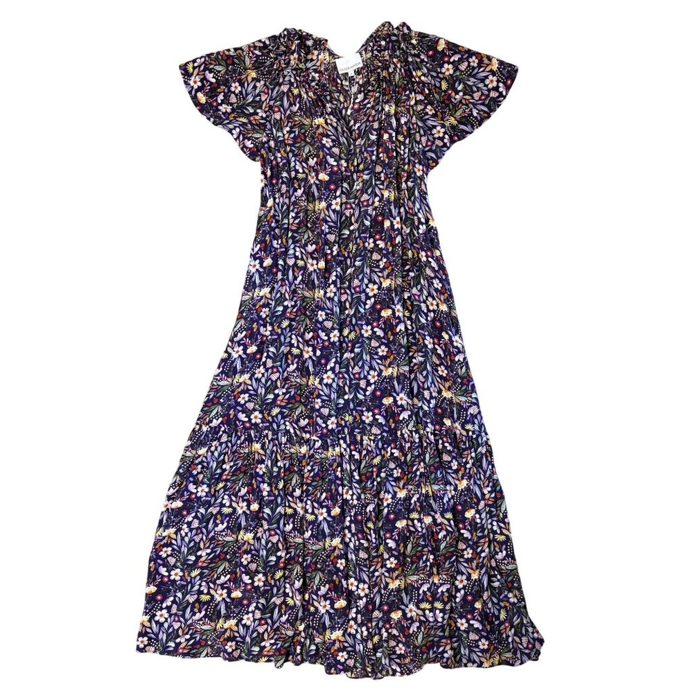 $348 Anthropologie Gilner Farrar M Sydney Maxi Dress Floral Bouquet Button Down
